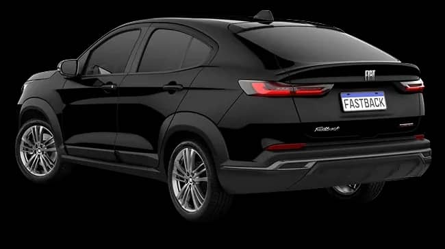 Renderização oficial do Fiat Fastback Turbo 200 AT, ano-modelo 2027.